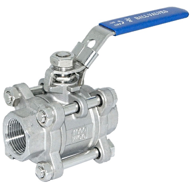 Three-piece SS316 ball valve with bolted body and end caps