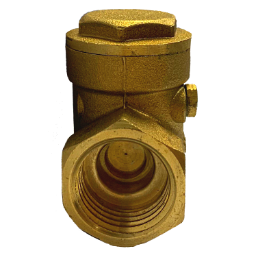 Threaded brass swing check valve with female NPT threads and a screw-on cap